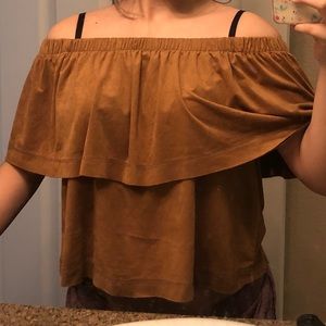 Suede Off the Shoulder Top